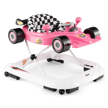 Infans Foldable Baby Walker, 3 In 1 Toddler Activity Center Leaning-Seated Walk-Behind With Steering Wheel, Adjustable Height, L