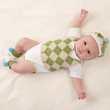 Baby Aspen Three Piece Layette Set In Golf Cart Package, Green/White, 0-6 Mos.
