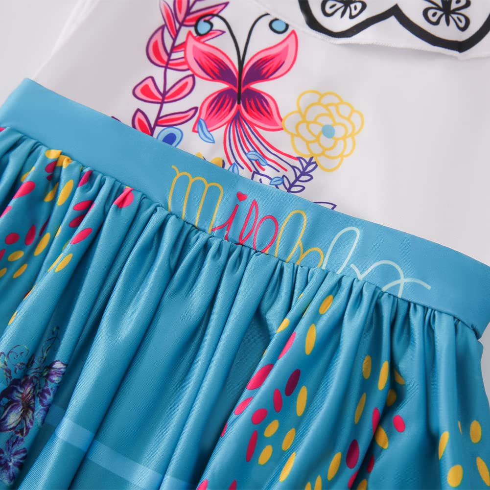 Yipkorra Encanto Mirabel Costume For Girls Cosplay Isabella Outfit Princess Halloween Dress Up With Earrings (Mirabel B, 3-4 Yea