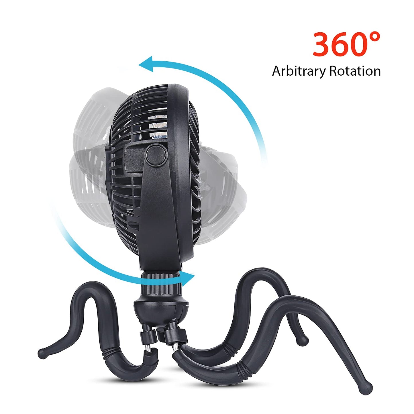 Skygenius Stroller Fan, Clip On Fan With Flexible Tripod, 2600Mah Battery Operated Fan With Stepless Speed, 360 Rotatable Handhe