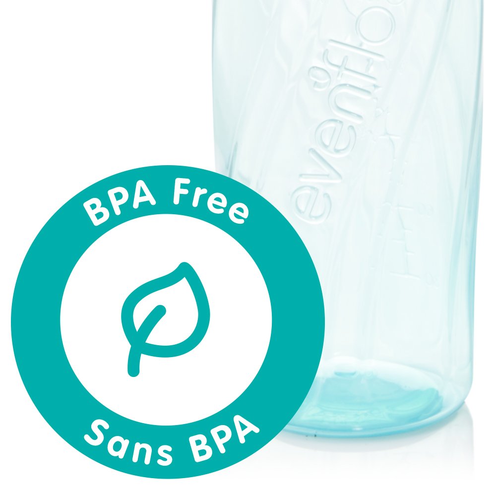 Evenflo Feeding Premium Proflo Vented Plus Polypropylene Baby, Newborn And Infant Bottles - Helps Reduce Colic - Teal/Green/Blue