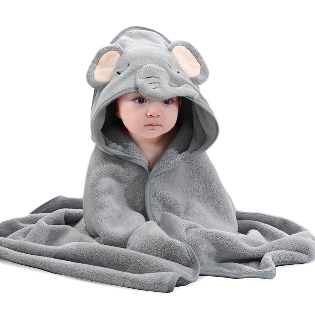 HiABsee Baby Hooded Towel, Baby Bath Towels with Hood for Newborns Infants
