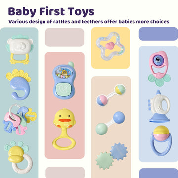 Cuterabit 13PCS Baby Rattles 0-6 Months, Baby Teething Toys with Storage Case, Infant Toys 0-3-6-12 Months, Baby Girl Toys, Best