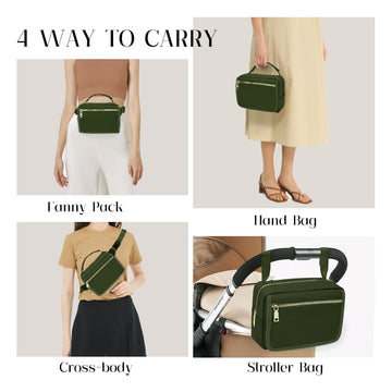 Printe Small Diaper Bag With Portable Changing Pad, Crossbody Diaper Pack With Wipes Pocket, Women Waist Bag For Travel Stroller