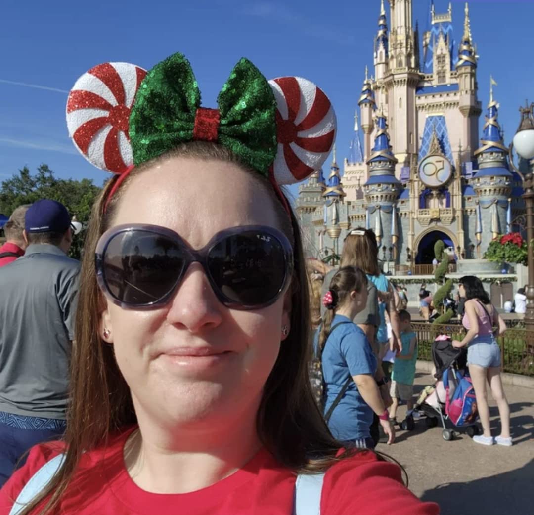 Clgift Minnie Ears, Christmas Red Peppermint Candy, Iridescent, Rainbow Sparkle, Sequin (Red, Costume Headwear, All Ages Or Unis