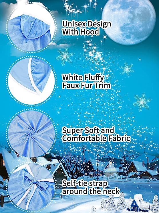 Century Star Girl Fur Princess Cape With Hood Girls Cloak For Little Girls Christmas Blue 5-7 Years