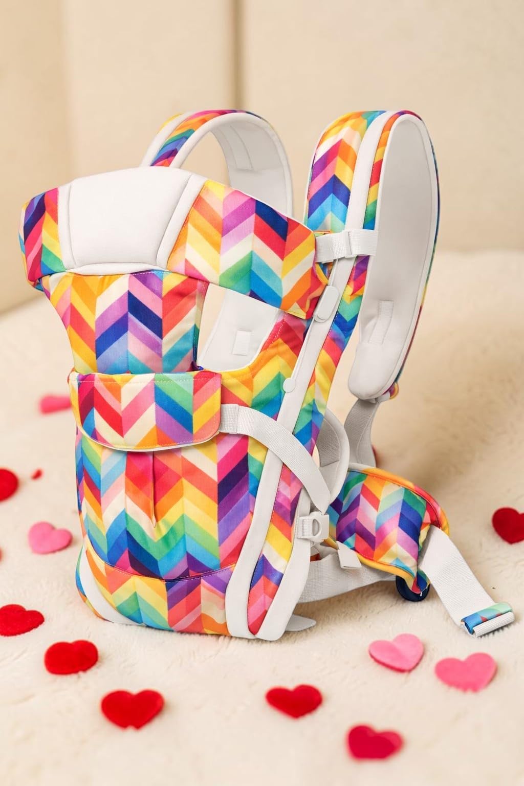Duggu Kids Bright Zigzag Prism Baby Newborn Carry Wrap Backpack Sling Soft Cushion Comfortable Chest Holder Belt Safe Secure Mul
