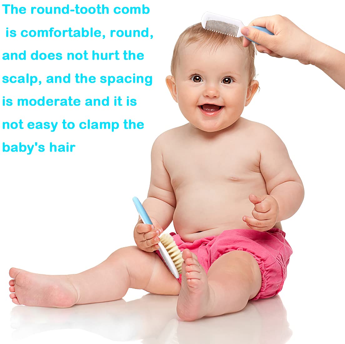 Baby Hair Brush &Silicone Baby Cradle Cap Brush Set, For Newborns & Toddlers-Natural Soft Goat Bristles-Ideal For Cradle Cap-Per