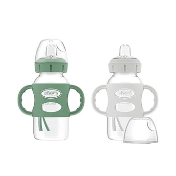 Dr. Brown'S Milestones Wide-Neck Sippy Bottle With 100% Silicone Handles, Easy-Grip Bottle With Soft Sippy Spout, 9Oz/270Ml, Bpa
