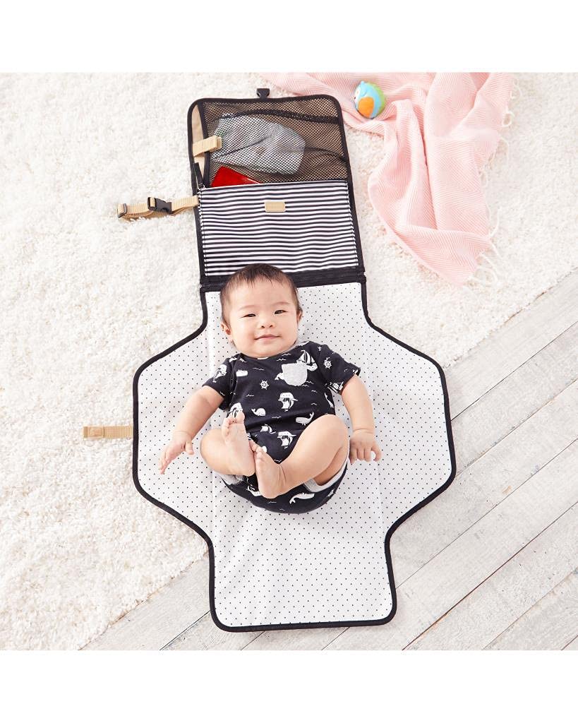 Skip Hop Portable Baby Changing Pad, Pronto, Black & White Stripe
