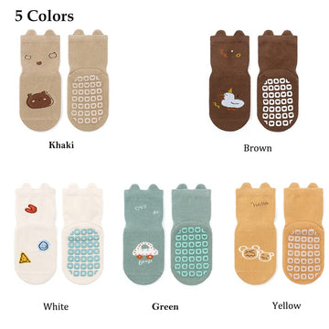 Exegawe Toddler Non Slip Socks, Cute Baby Socks With Grips Crew Socks 5 Pairs(F-5 Mix Colors,L)