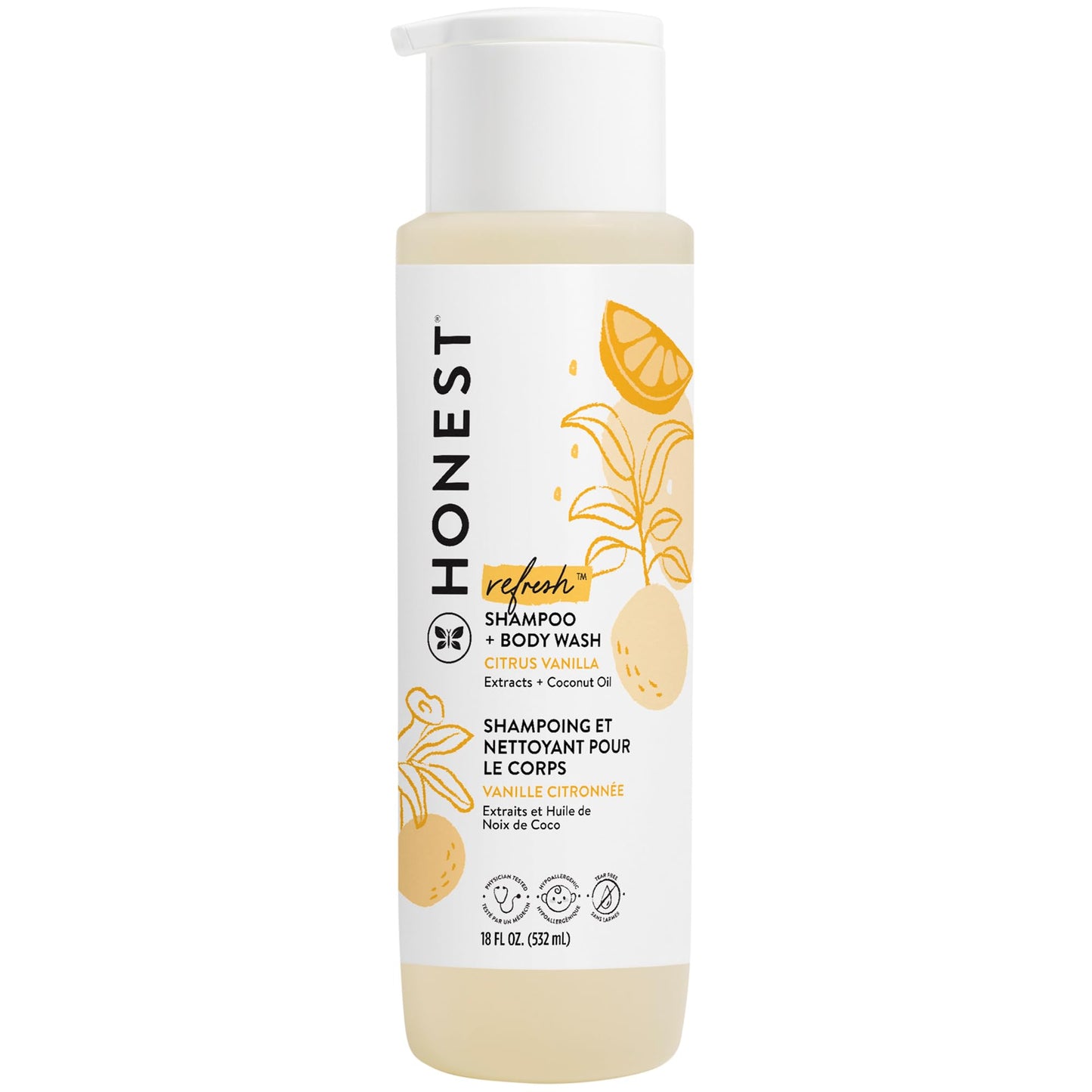 The Honest Company 2-in-1 Cleansing Shampoo + Body Wash | Gentle for Baby | Naturally Derived, Tear-free, Hypoallergenic | Citru