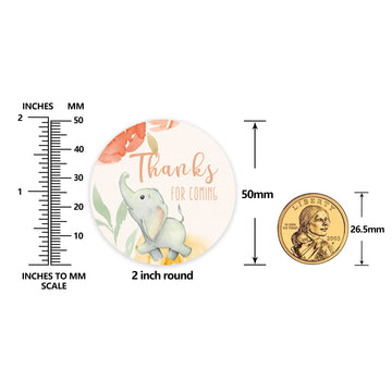 80 Elephant Thank You Stickers For Girl, Girl Baby Shower Thank You Stickers, Elephant Birthday Party Favor Label Decorations (2