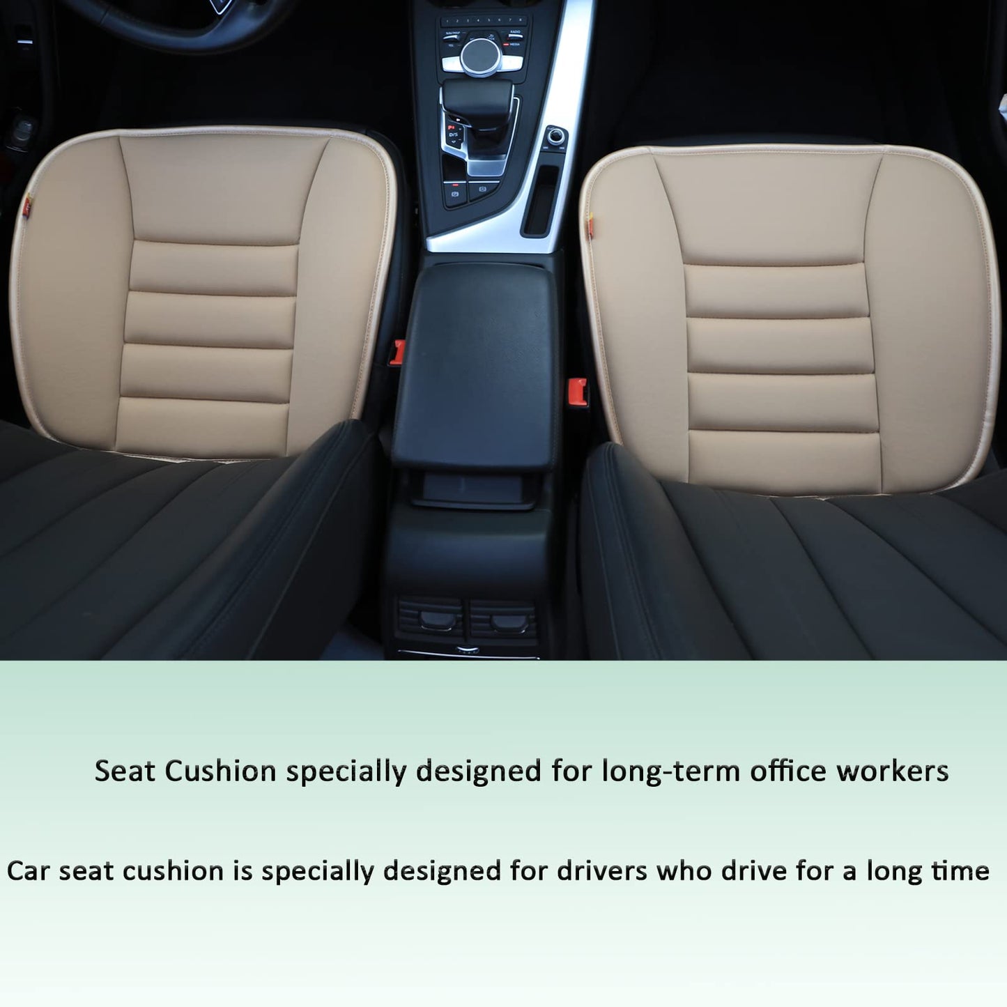 Raorandang Car Seat Cushion Pad For Car Driver Seat Office Chair Home Use Memory Foam Seat Cushion, Khaki