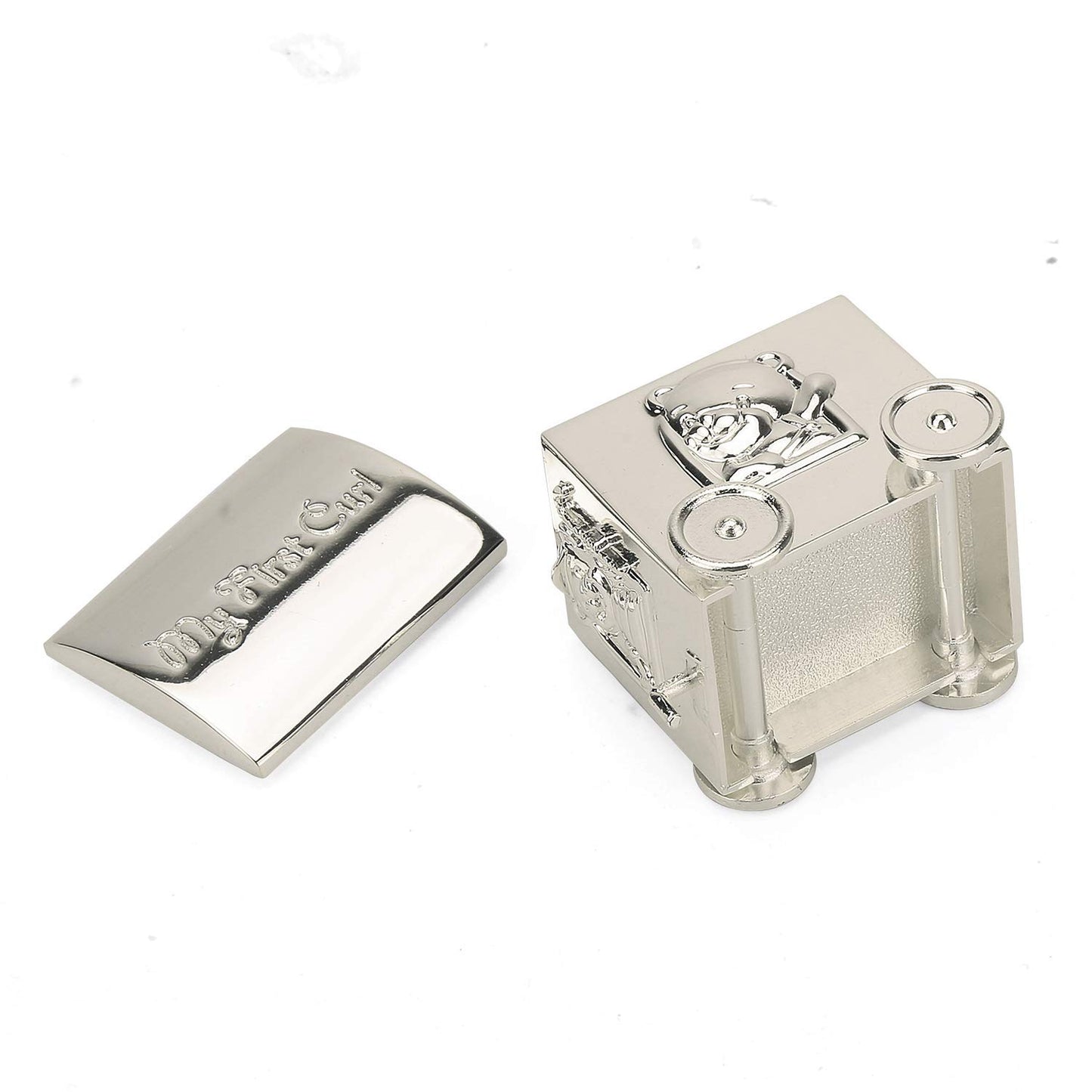 K Cool Shiny Silver Baby Tooth Box Metal Kids Keepsake Origanizer Train Tooth Holder Children Tooth And Curl Fairy Container Chr