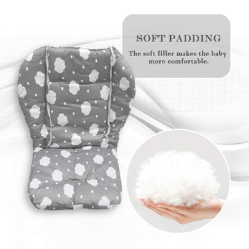 Twoworld High Chair Cushion, Large Thickening Baby High Chair Seat Cushion Liner Mat Pad Cover Breathable (Gray Clouds)