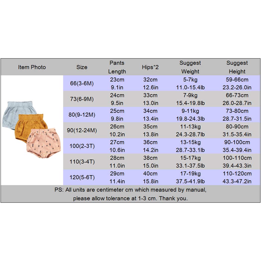 Mygbcpjs Baby Girls Boys 3 Pack Cotton Linen Blend Cute Bloomer Shorts Loose Harem Shorts