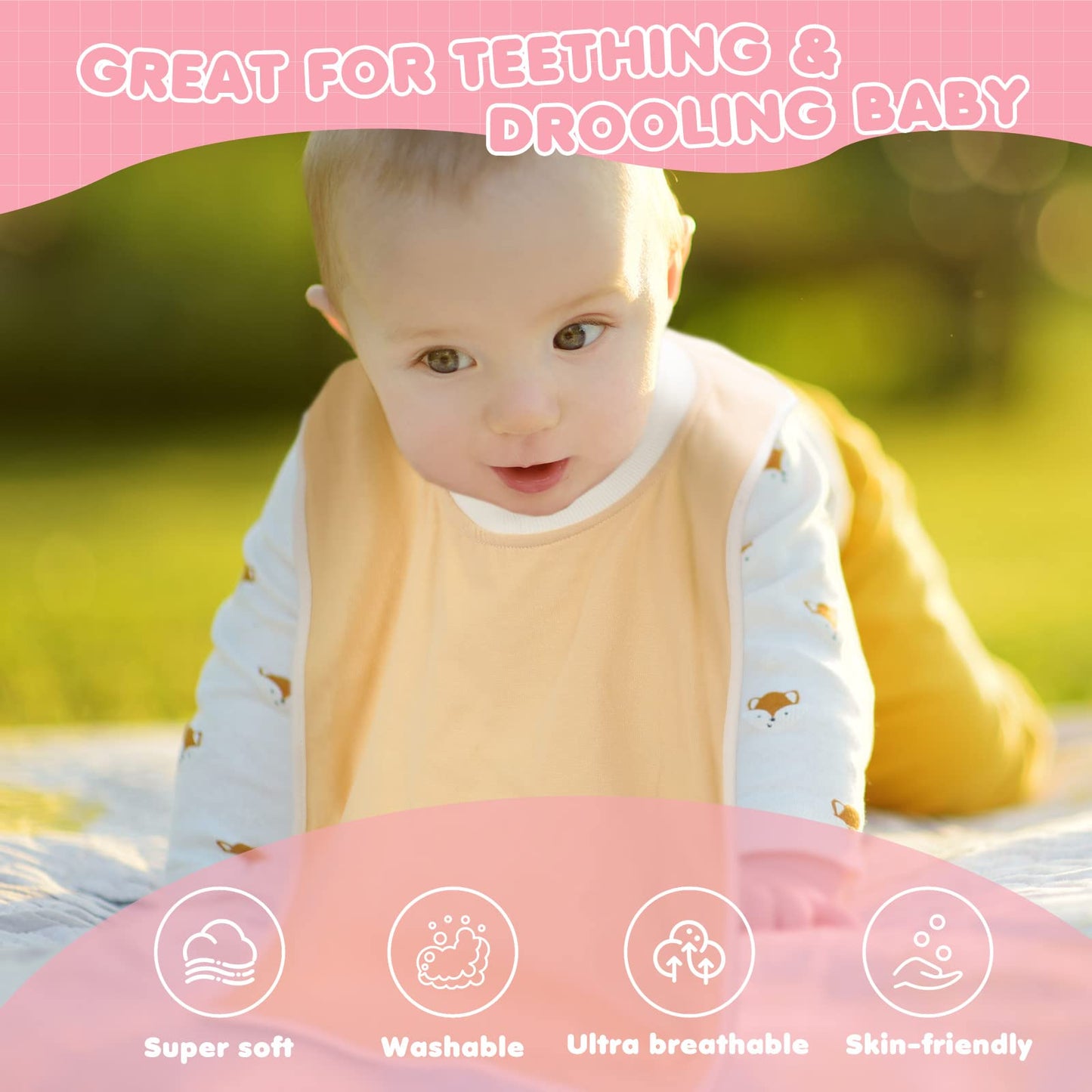 Newwiee 5 Pcs Large Towel Bib Toddler For Baby Toddler Cloth Bib Soft Pullover Baby Absorbent Full Coverage Drooling Feeding(Cut