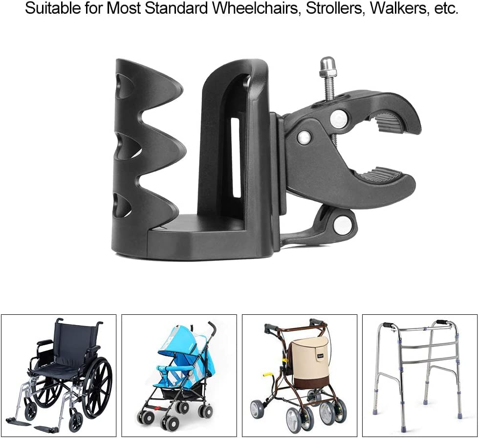 Supregear Cup Holder, 360 Degree Rotation Stroller Bike Water Bottle Holder Cup Holder, Universal For Walkers, Rollators, Wheelc