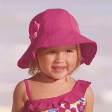 Raspberry Baby Sun Hat With Flower By Sun Smarties, Size Xs, Ages 6-12 Mo.