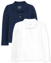 The Children'S Place Baby Girls And Toddler Girls Long Sleeve Ruffle Pique Polo, Tidal/White, 4T