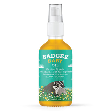 Badger Baby Oil With Chamomile Calendula, All Organic Ingredients, Soften Moisturize With Organic Baby Oil For Dry Skin Or Cradl