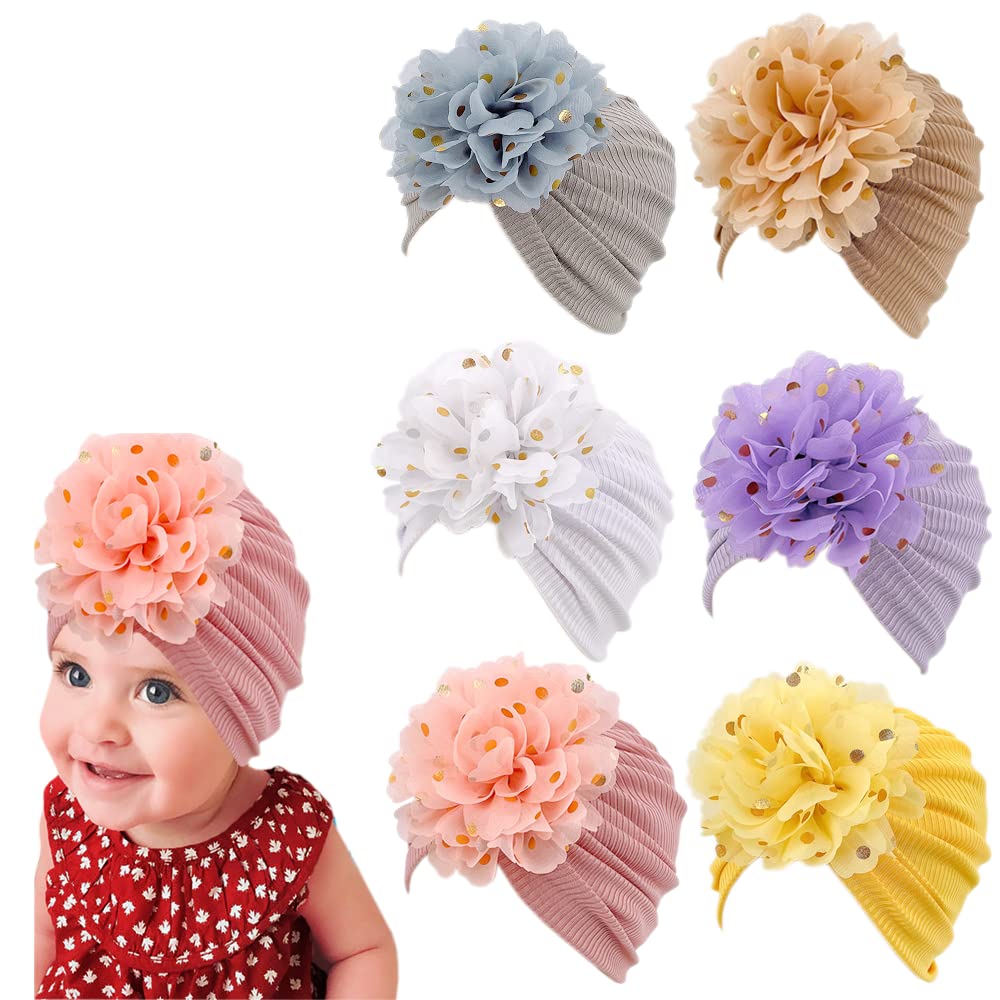 Xyx Baby Girl Toddlers Breathable Cotton Hat Newborn Knotted Hat Cute Donut Soft Turban Bow Knot Cap (Multicolored3)