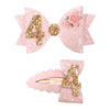Jissoo Pink Bow Hair Clip - 4Th Birthday Party Decorations For Girls, Sparkling Hair Accessories, 2 Pieces, Size 5*9.5Cm/3.5Cm*6