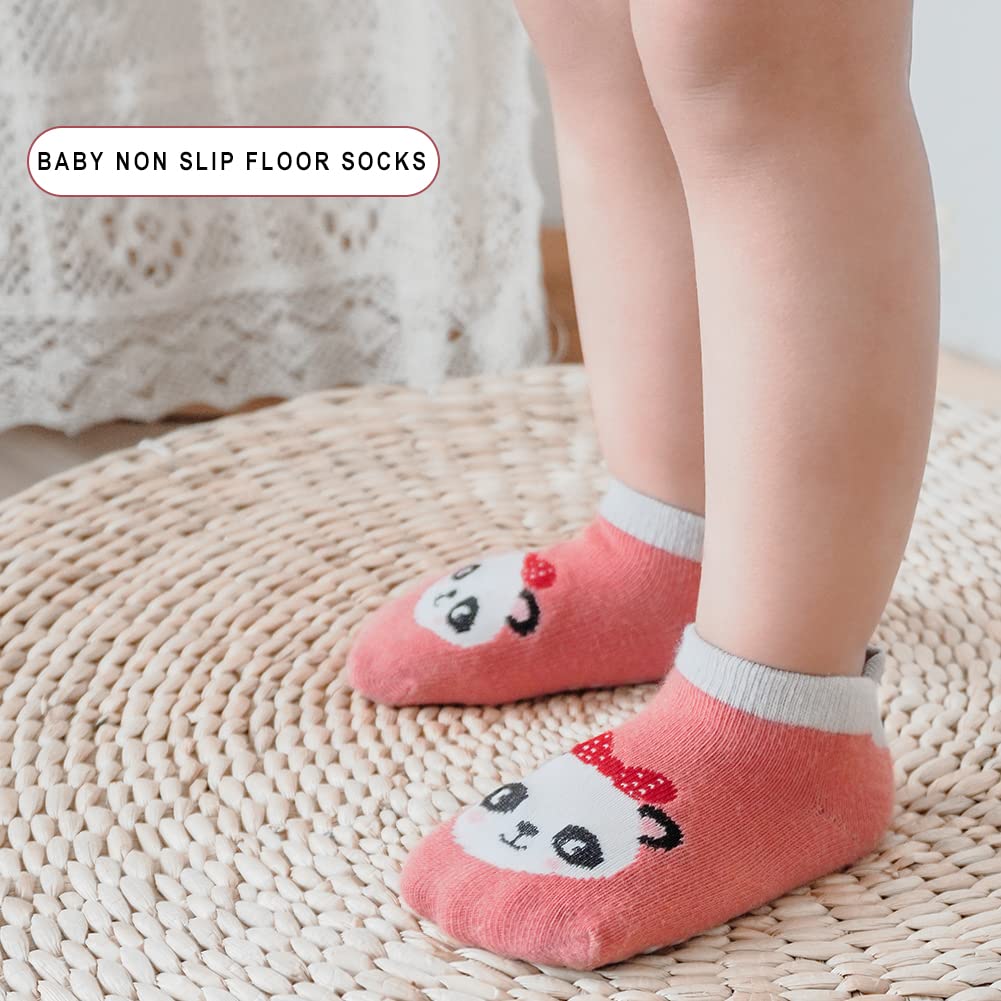 Exegawe Baby Socks With Grippers 5 Pairs Toddler Kids Cartoon Floor Ankle Non Slip Socks(Style B, M/1-3T)