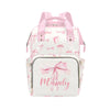Custom Diaper Bag Backpack for Women, Personalized Name Nursing Mommy Daypack, Diaper Bag for Girls Boys, New Mom Gifts (Pink Bo