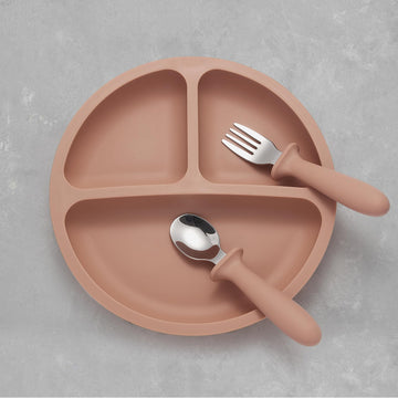 Eascrozn Silicone Baby Feeding Set, 2 Pack Divided Suction Plates For Baby, 2 Pack Spoons And Forks Set Baby Eating Essentials,