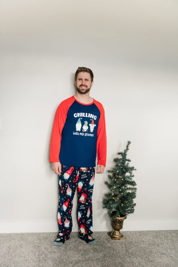 Iffei Family Matching Pajamas Set Christmas Pj'S Sleepwear Gnomies Printed Top And Bottom With Pocket 8-9 Years