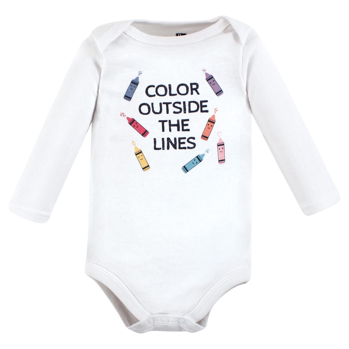 Hudson Baby Unisex Baby Cotton Long-Sleeve Bodysuits, Creativity, 3-6 Months