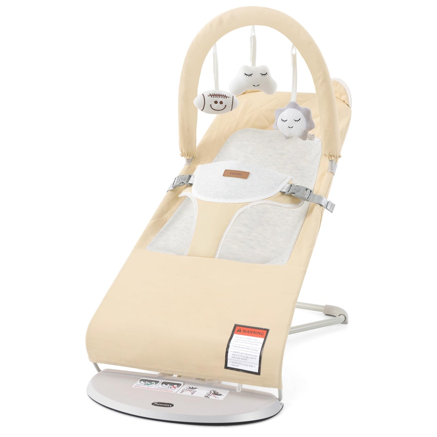 Baby Bouncer, Foldable Infant Bouncer Seat with 3 Adjustable Heights, 0-18 Months, Portable Baby Bouncer Lightweight & Easy to W