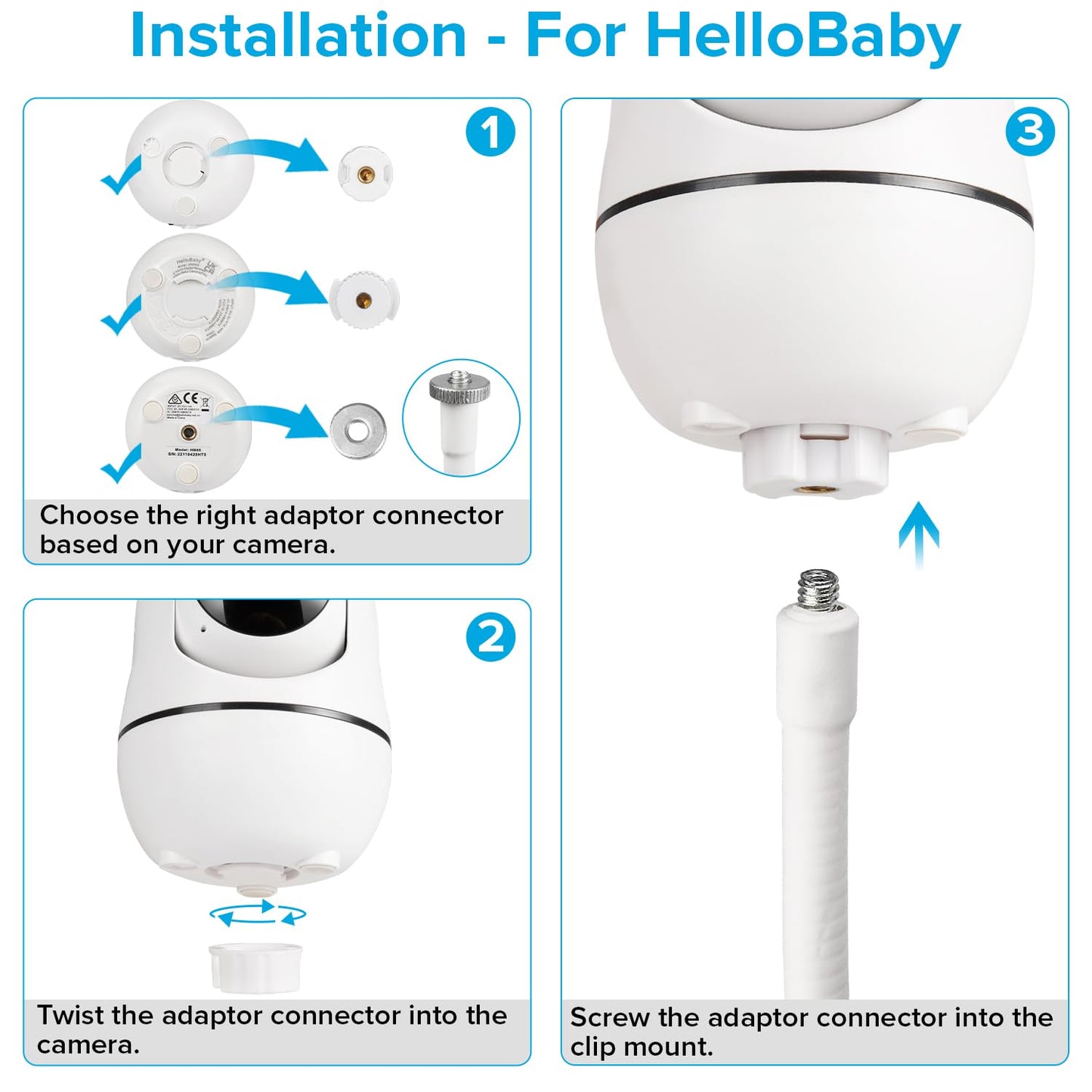 Flexible Baby Monitor Mount Compatible With Hellobaby Hb65/Hb40/Hb6550/Hb66/Hb6339/Hb6550 Pro, Anmeate Sm935E, Baby Camera Mount