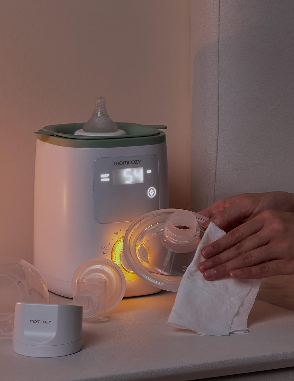 Momcozy Natural Breast Pump Wipes For Pump Parts Cleaning On-The-Go, 30 Count (Pack Of 3), Flash Clean & Resealable Pump Wipes