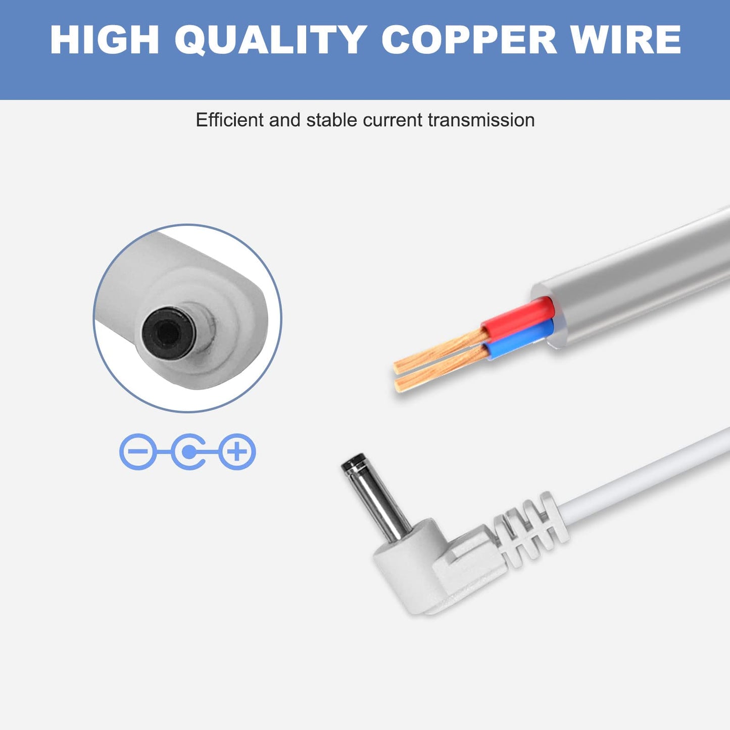 Round Charger Adapter For Babysense Video Split Screen Baby Monitor V24R V43 Replacement Battery Power Supply Cord (Will Not Fit