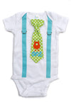 Cuddle Sleep Dream Baby Boy 1St Birthday Outfit Cake Smash Bodysuit With Tie And Suspenders Birthday Shirt (24 Month, Monster)