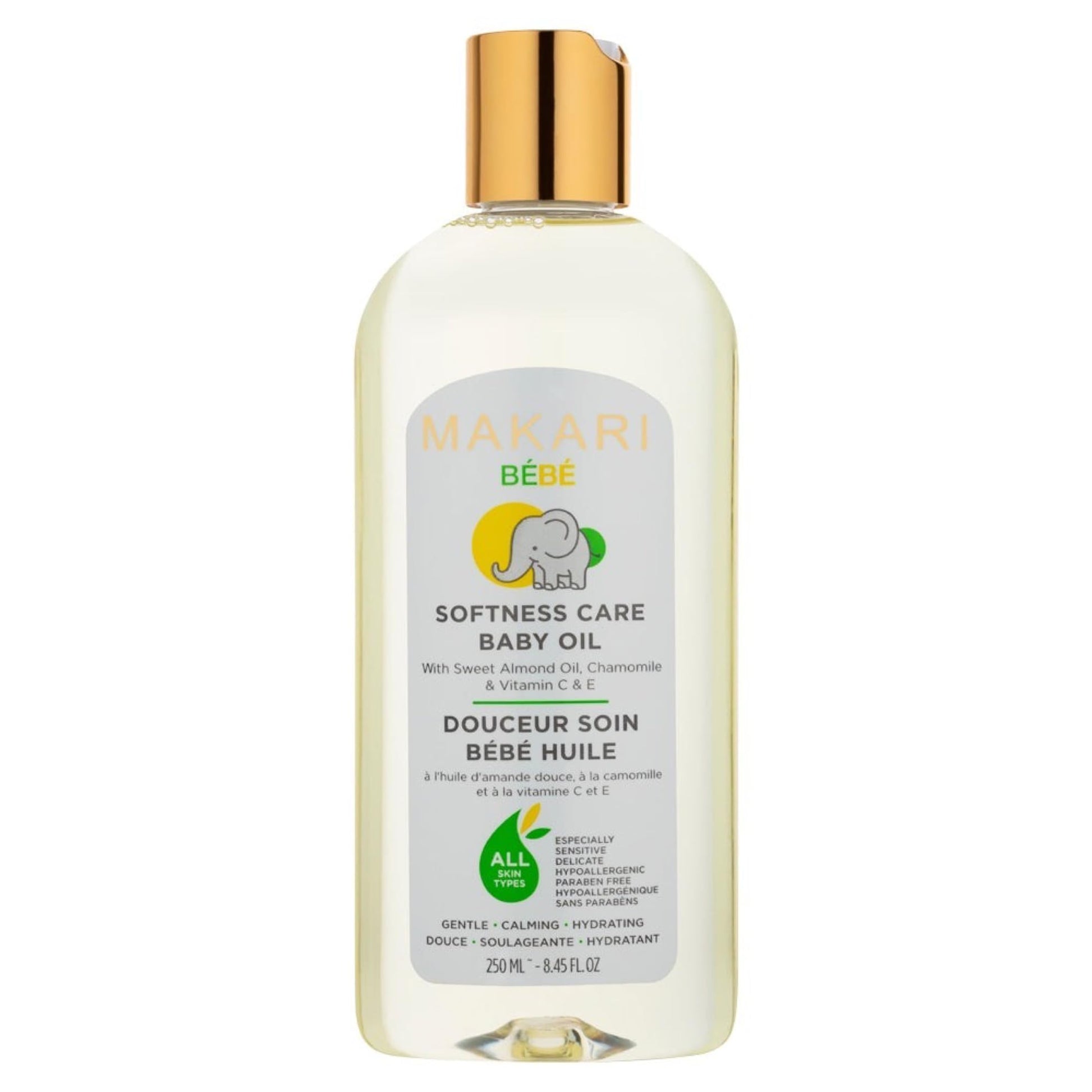 Makari Softness Care Baby Oil With Sweet Almond, Chamomile & Vitamins C & E, Hypoallergenic & Paraben-Free, Ideal For All Skin T