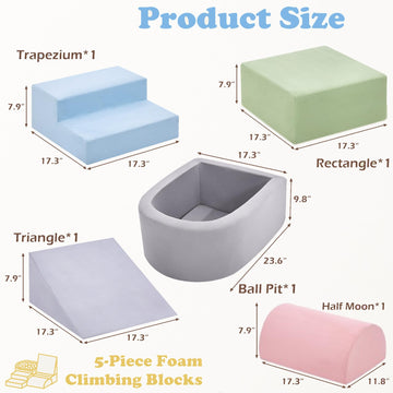 Climbing Toys For Toddlers 1-3, Foam Climbing Blocks And Ball Pit For Baby, 5-Piece Soft Foam Toddlers Climbing Toys,Climbing Cr