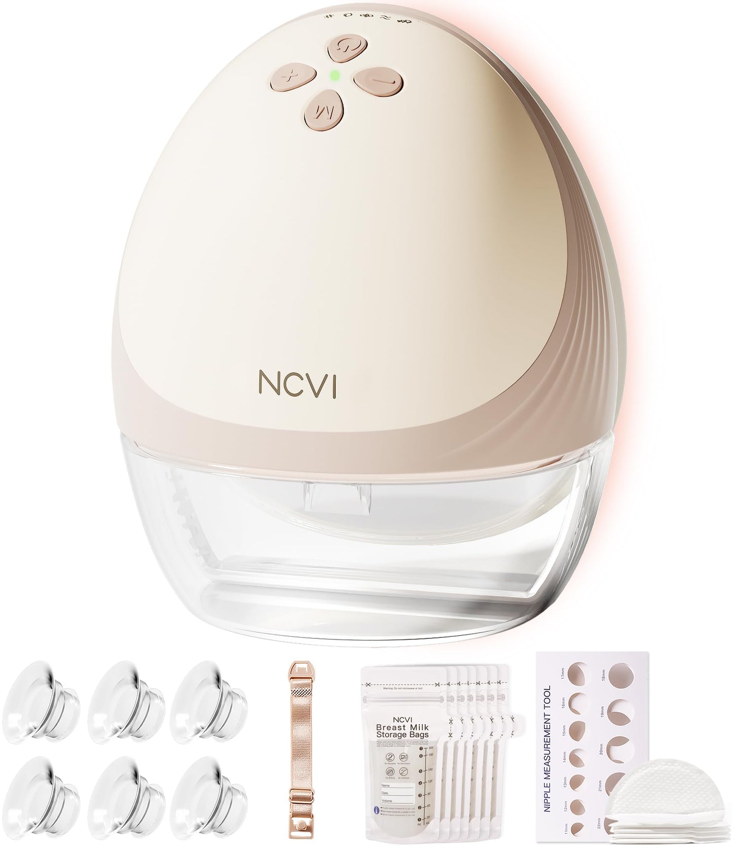 NCVI Heated Breast Pump Hands Free, Wearable 360 Surround Heating, 300mmHg Hospital-Grade Suction, 2000mAh Long Battery, 4 Modes
