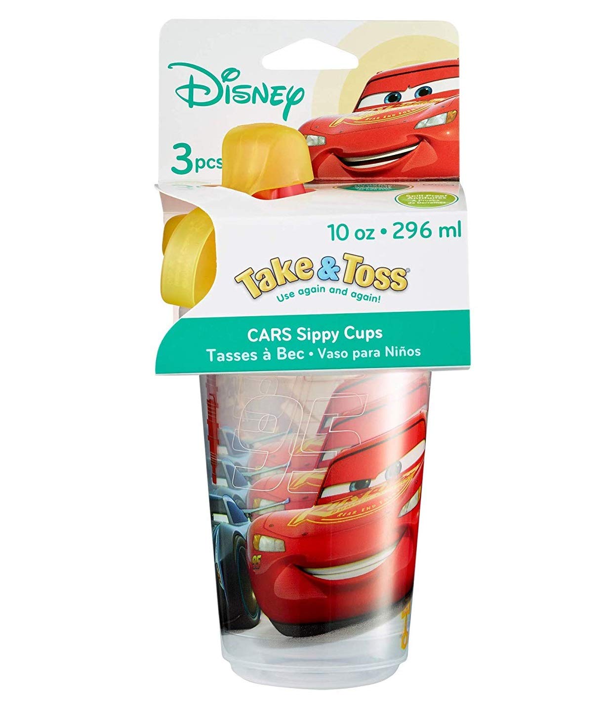 The First Years Plastic Disney Take & Toss Sippy, 10 Ounce, 3 Pack Cars