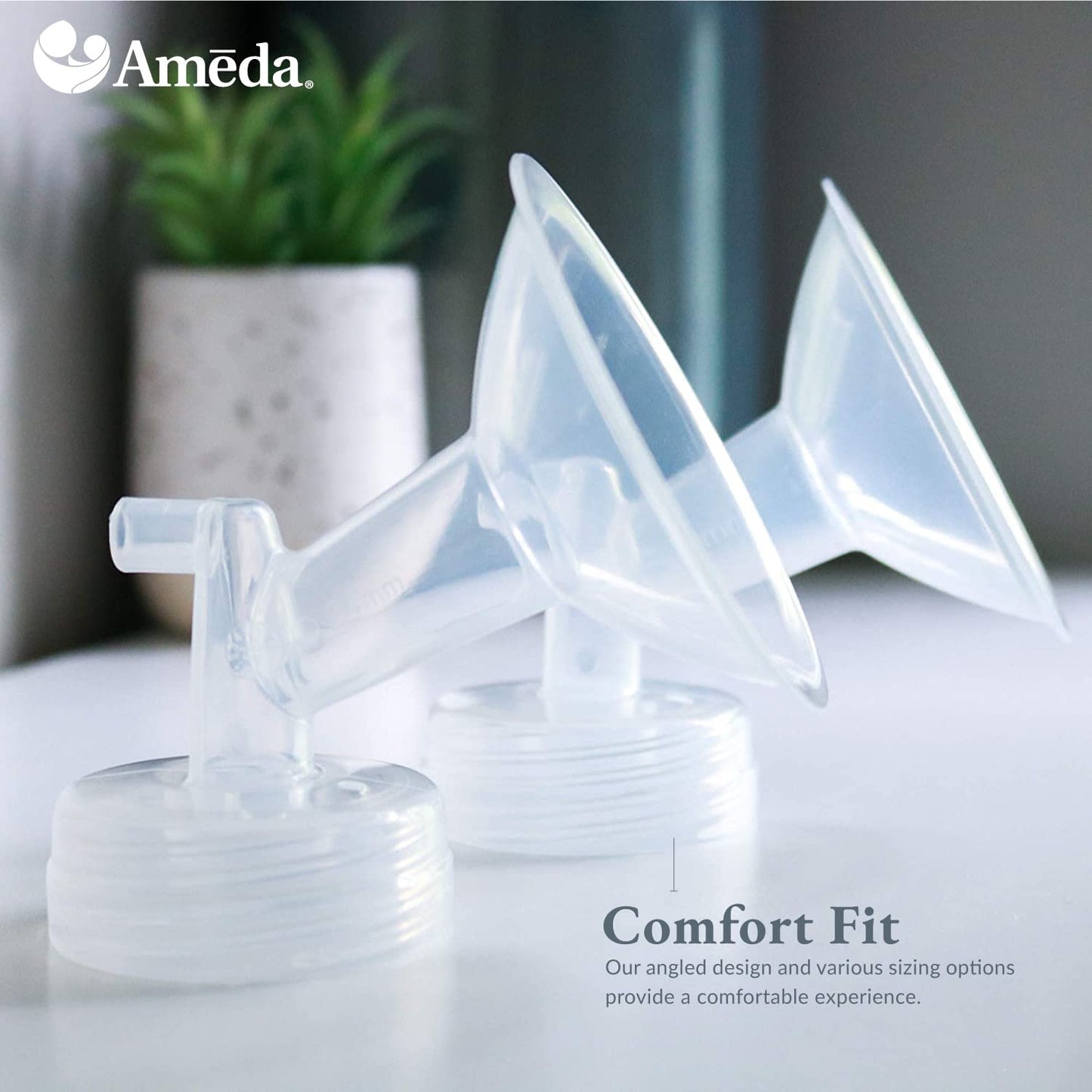 Ameda Mya Breast Pump Replacement Flanges 30Mm, Comfort Fit Angled Flange, 2 Count (1 Pair) | Discontinued | Not Compatible With