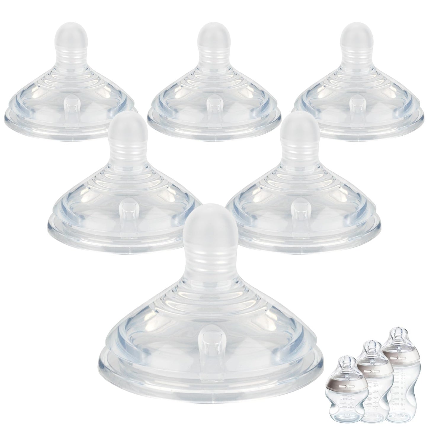 Silicone Baby Bottle Nipples for Natural Start Anti-Colic Bottles &Advanced Anti-Colic Bottles,Closer to Nature Bottles,Medium F
