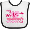Inktastic My First Valentine 'S Day With Pink Heart And Arrow Baby Bib White And Black 39970