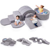 Rinnebbit 9-Piece Foam Climbing Blocks for Toddlers, Baby Climb and Crawl Soft Play Set with Ball Pit, Machine Washable Cover, I