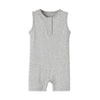 Teach Leanbh Baby Romper Cotton Sleeveless Button Down One Piece Linen Jumpsuit Coverall 3-24 Months (Light Grey, 6-12 Months)