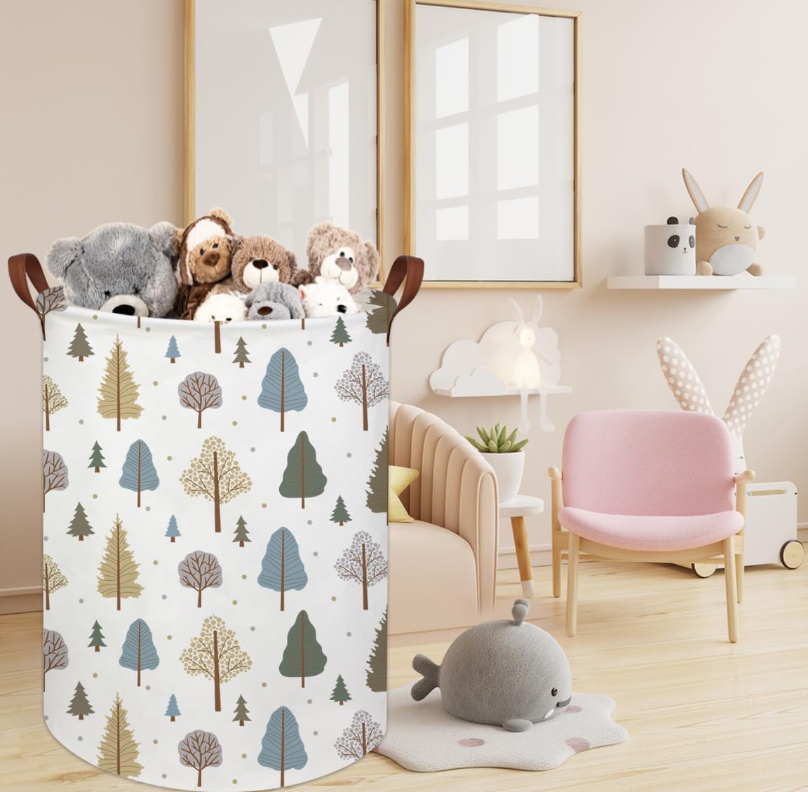 Tibaolover Tree Baby Laundry Basket Baby Hamper Kids Hamper Basket Toy Storage Bin For Boys Woodland Room Decor Baby Nursery Ham