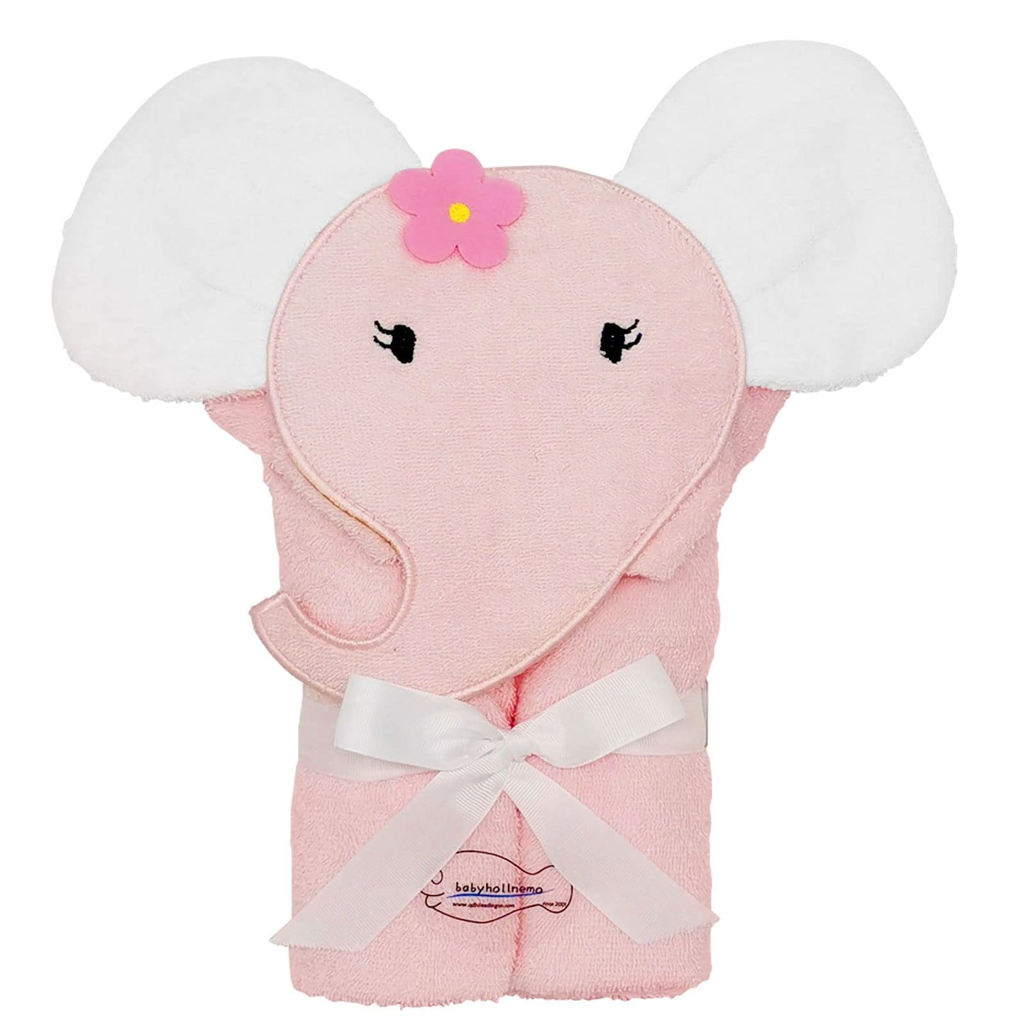 babyhollnemo Cotton Baby Bath Towel, Soft Baby Hooded Towels, Adorable Gifts for Newborn, Pink Elephant