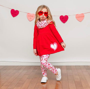 Unique Baby Girls Valentines Day Red & Pink Hearts Toddler Legging Set Outfit (10 Years, Red)